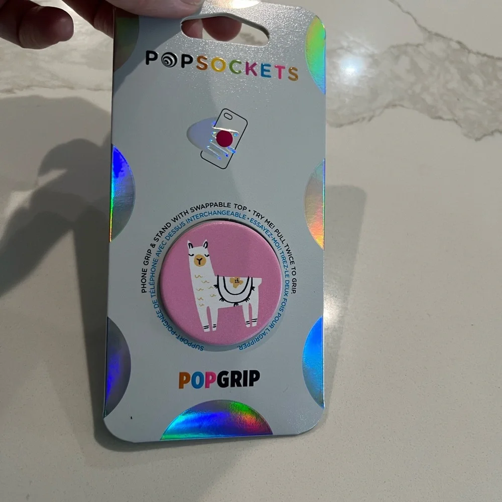 PopSocket PopGrip Phone Grip - Pink Llama Graphic